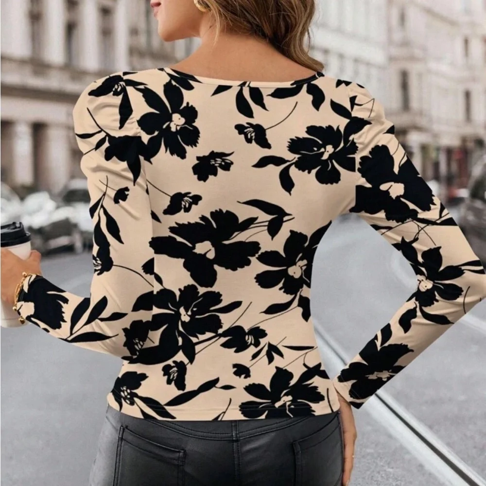 Vintage Floral Square Neck Long Sleeve Top NEW 🏷️_2